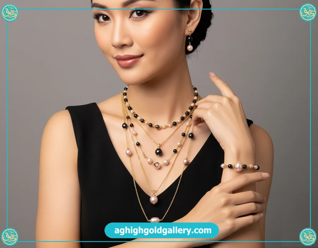 گردنبند و گوشواره طلا مروارید