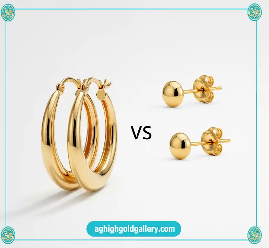 تفاوت گوشواره طلا حلقه ای و میخی