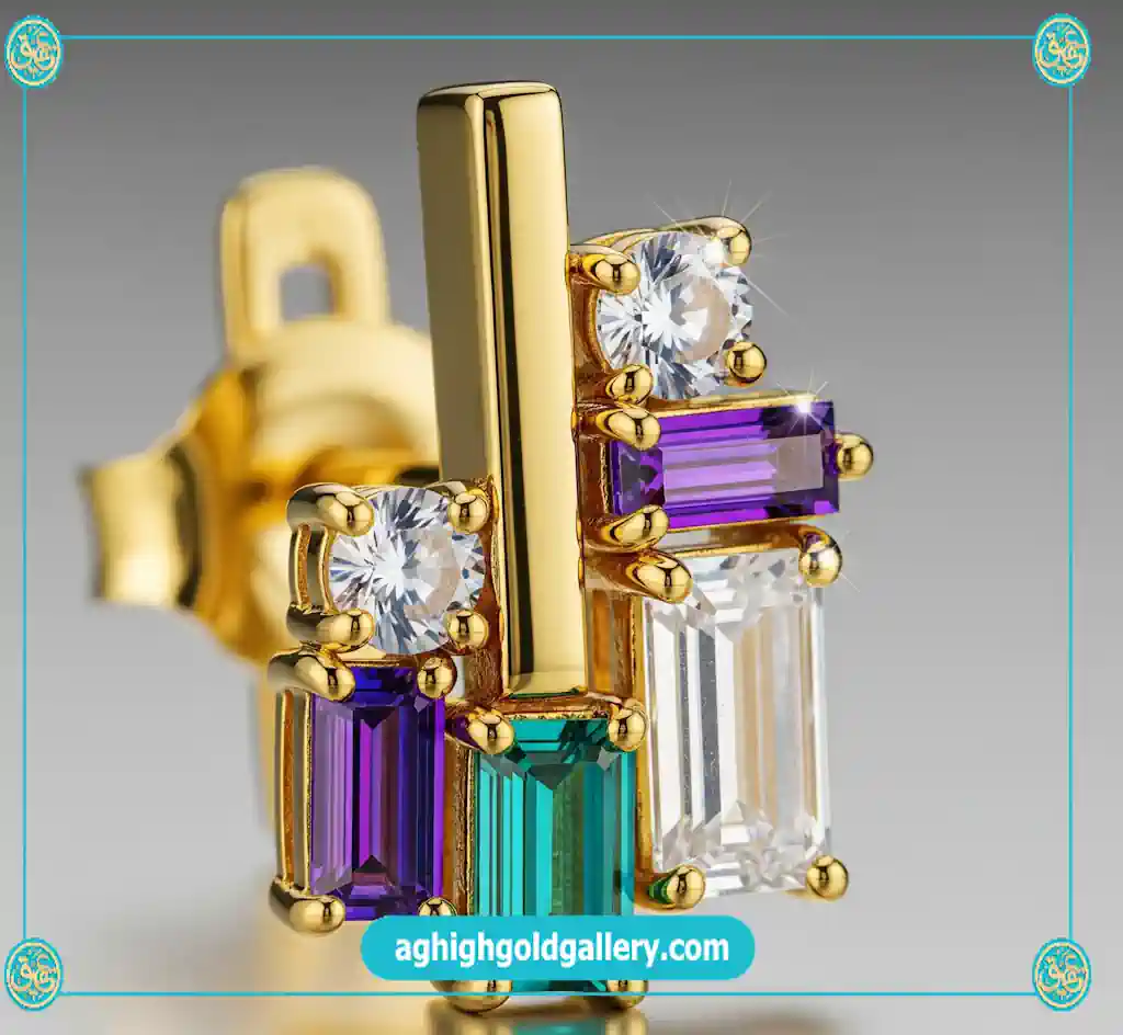 گوشواره طلا نگین دار