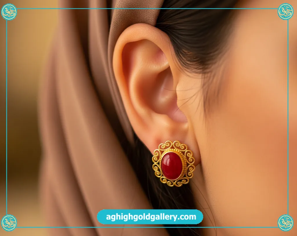 گوشواره طلا نگین دار
