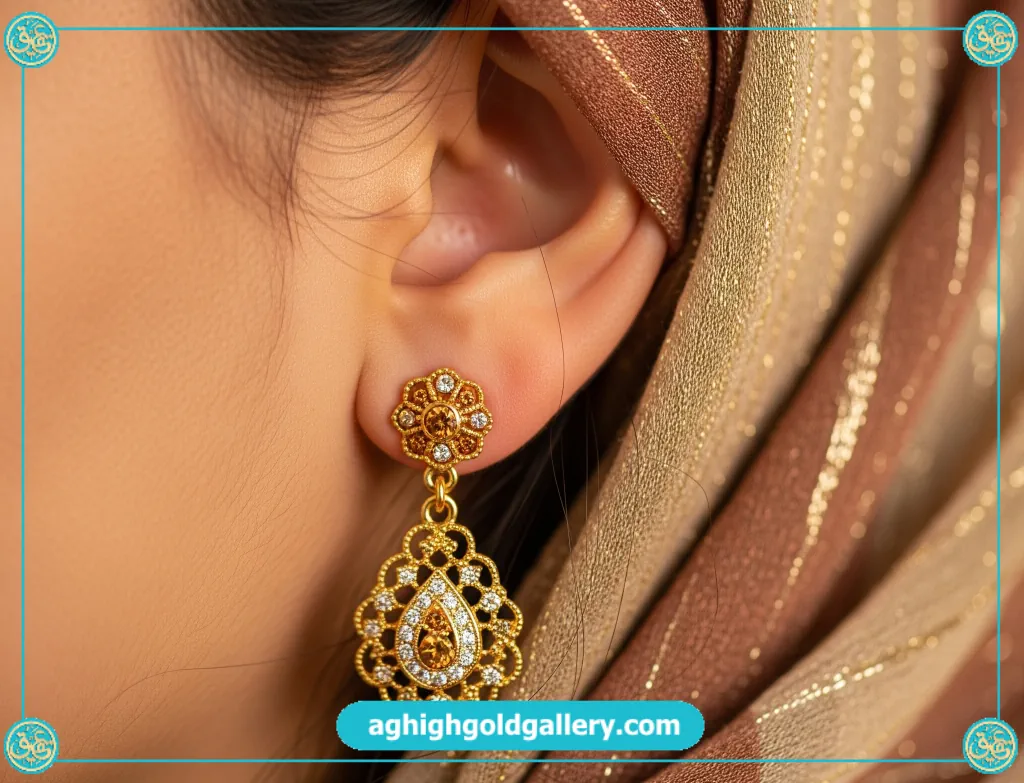 گوشواره طلا نگین دار