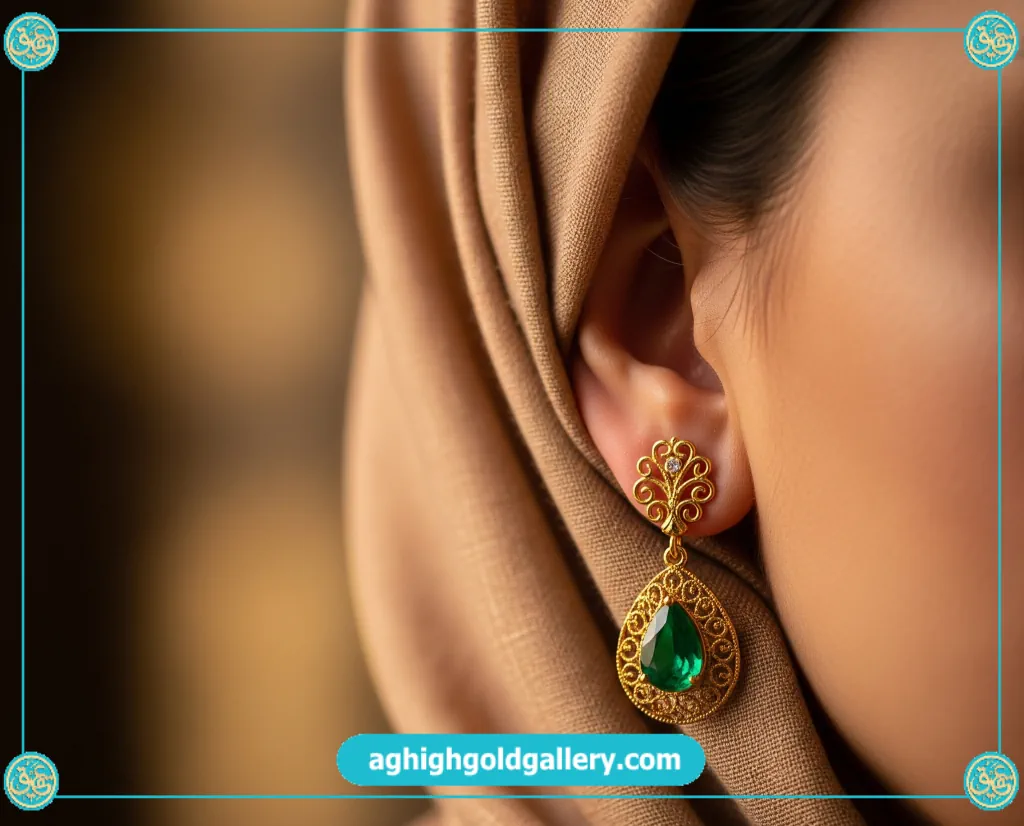 گوشواره طلا نگین دار
